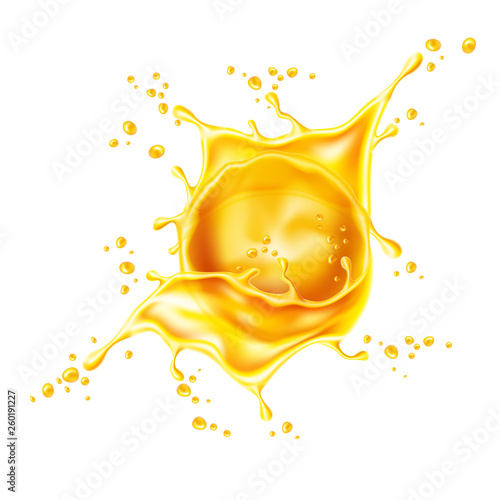 Vector 3d orange juice splash flowing liquid