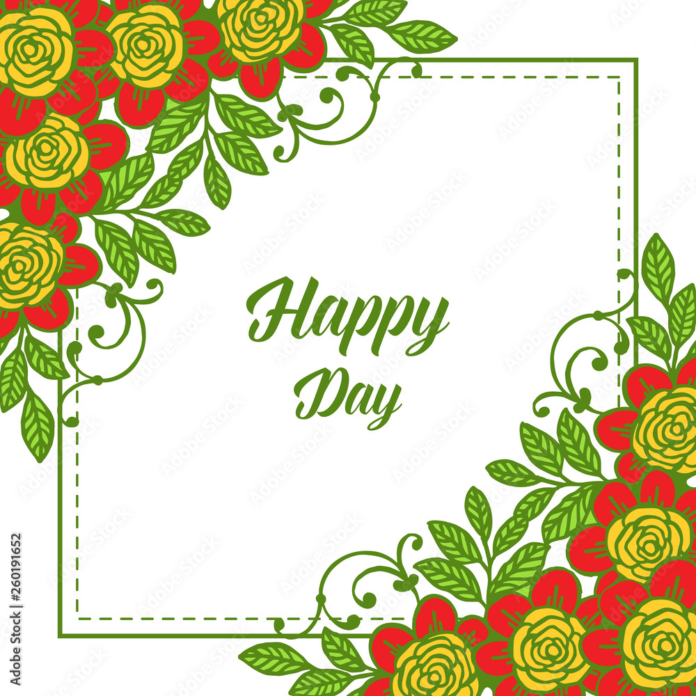 Vector illustration template happy day for various wreath floral frame Vector illustration template happy day for various wreath floral frame
