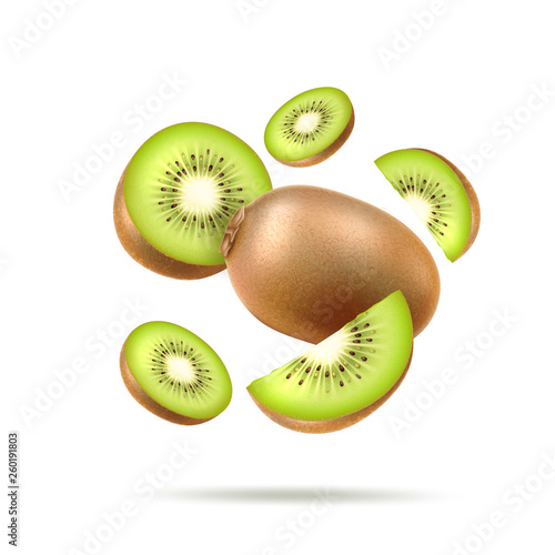 Vector realistic fresh kiwi exotic whole fruit