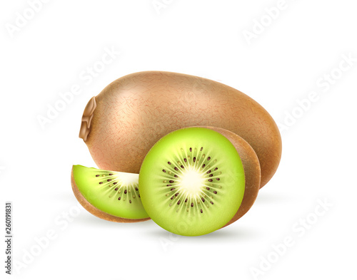 Vector realistic fresh kiwi exotic whole fruit