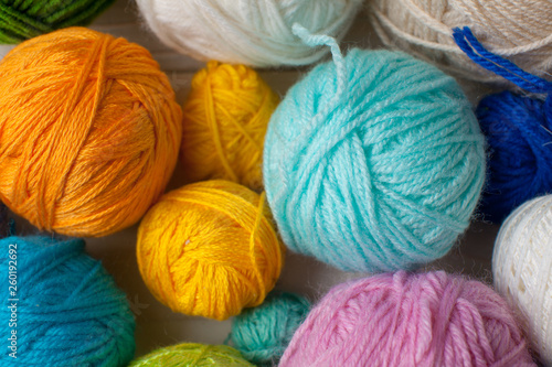 colorful yarn ball closeup