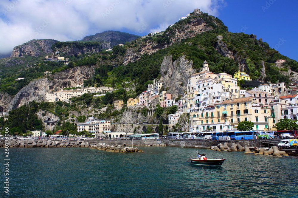 Colorful sunny Amalfi town, Italy, Amalfi coast