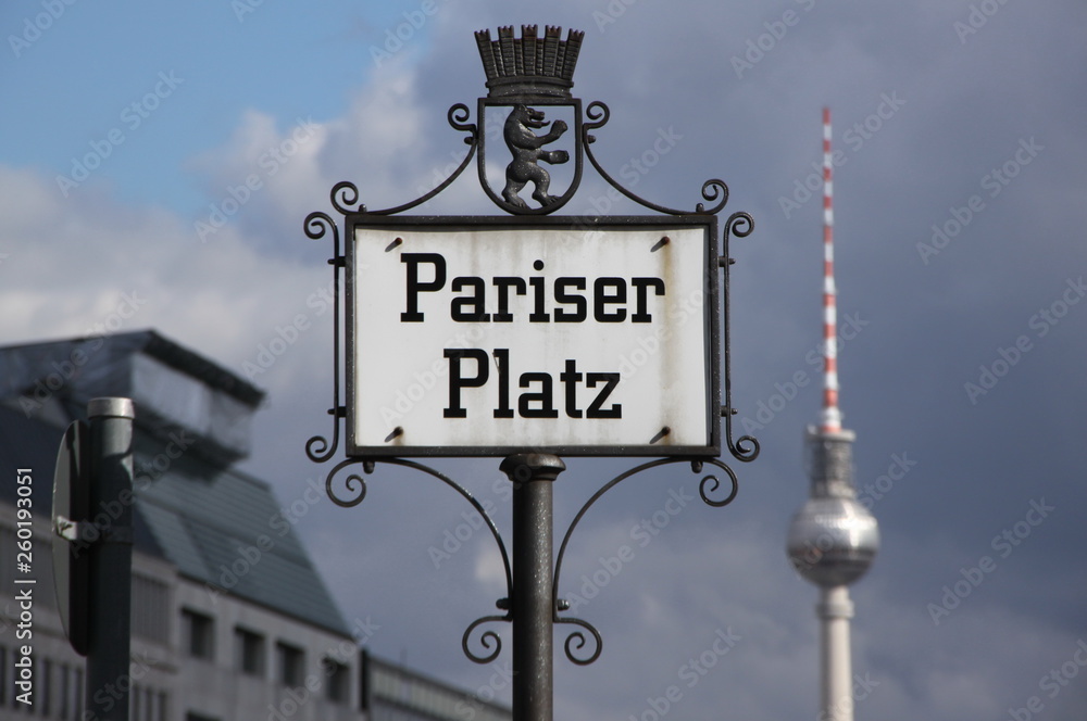 Pariser Platz street sign in Berlin, Germany.
