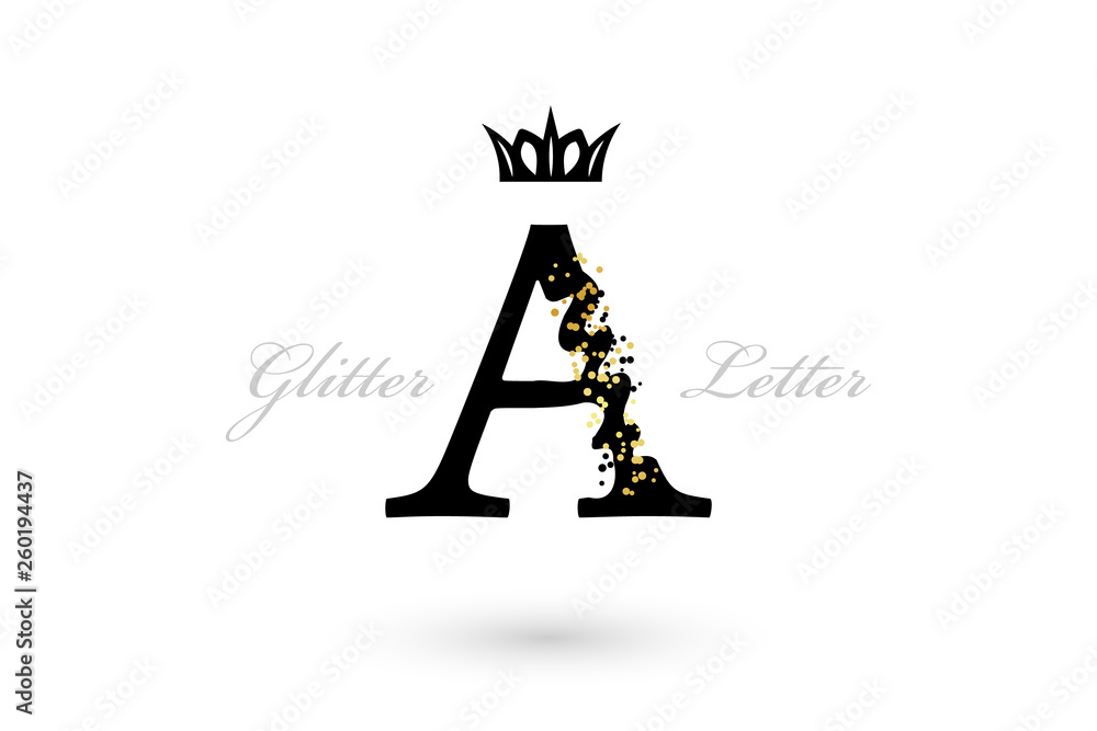 Luxury A letter. Vector emblem with character element and golden dotted decoration
