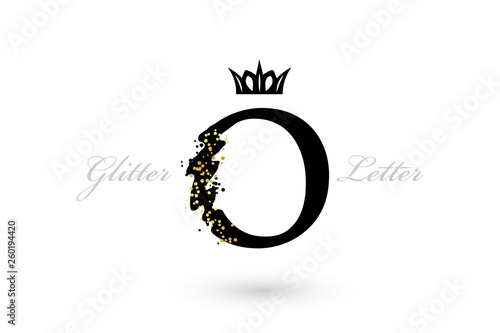 Luxury O letter. Vector emblem with character element and golden dotted decoration