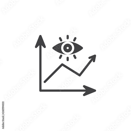 Financial analysis vector icon. filled flat sign for mobile concept and web design. Business growth and human eye glyph icon. Symbol, logo illustration. Pixel perfect vector graphics