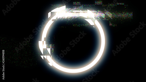 Glitch, circle with transmission problem, grain, errors and distortions