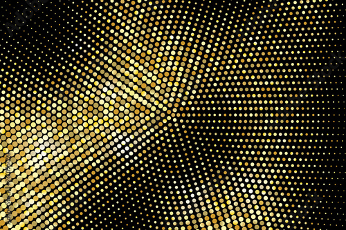 Golden luxury halftone background. Vector celebration illustration with dotted texture