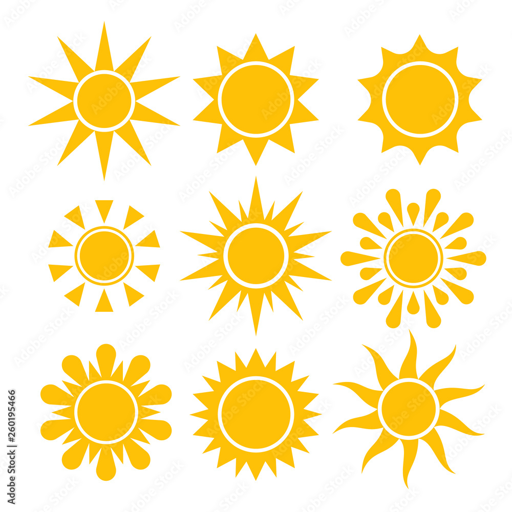 Sun icin collection. Vector isolated solar simbols. Stock Vector ...