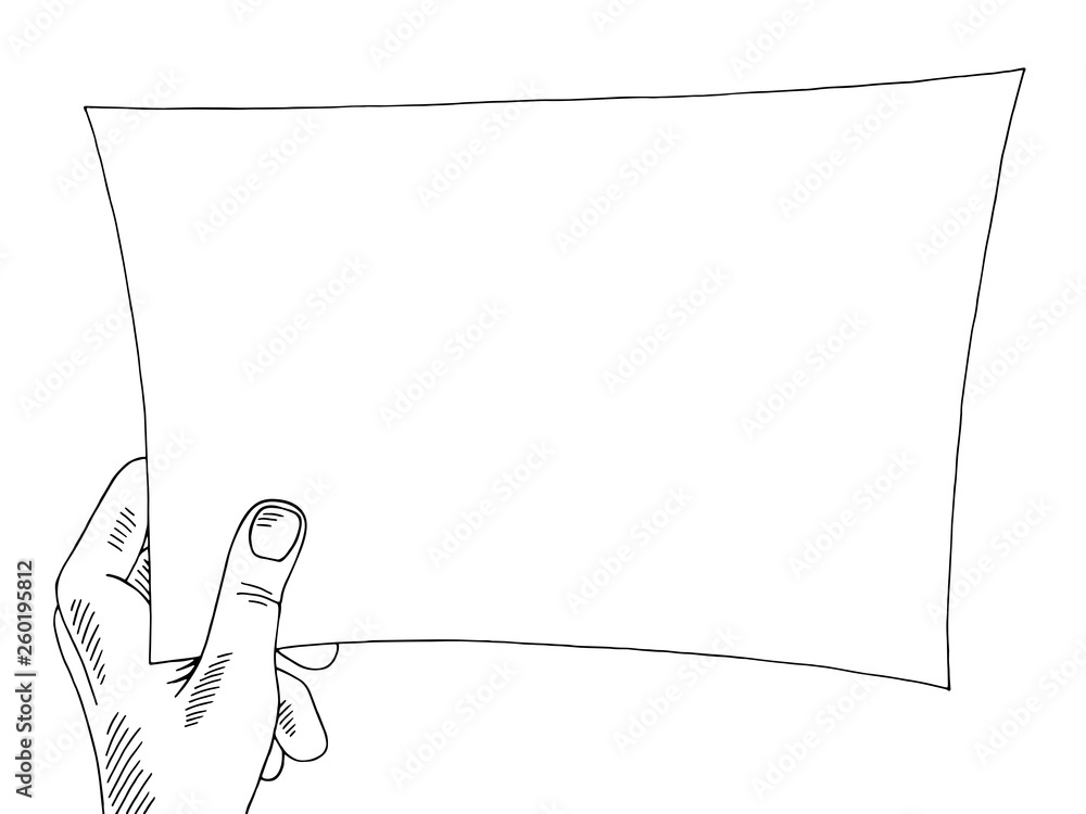 Hand holding a paper graphic black white doodle sketch illustration vector Hand holding a paper graphic black white doodle sketch illustration vector