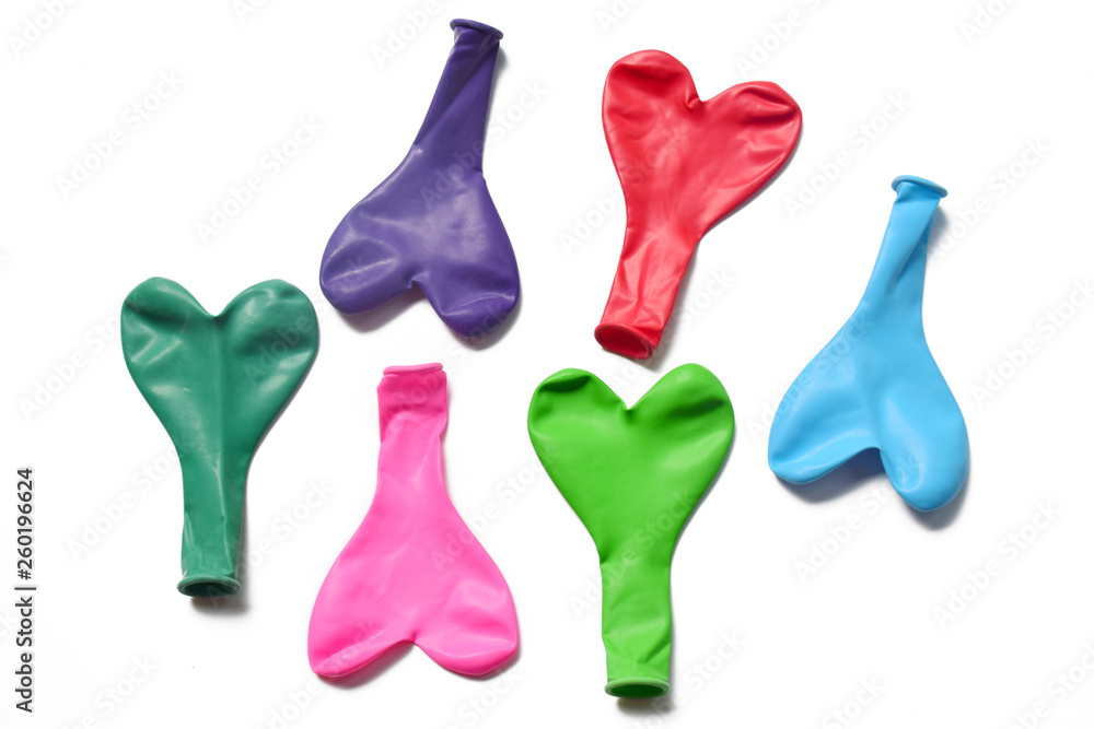 Balloons not blown on white background Balloons not blown on white background