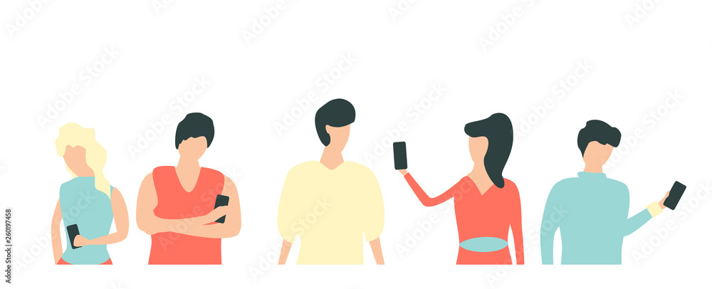 People with gadgets flat vector People with gadgets flat vector