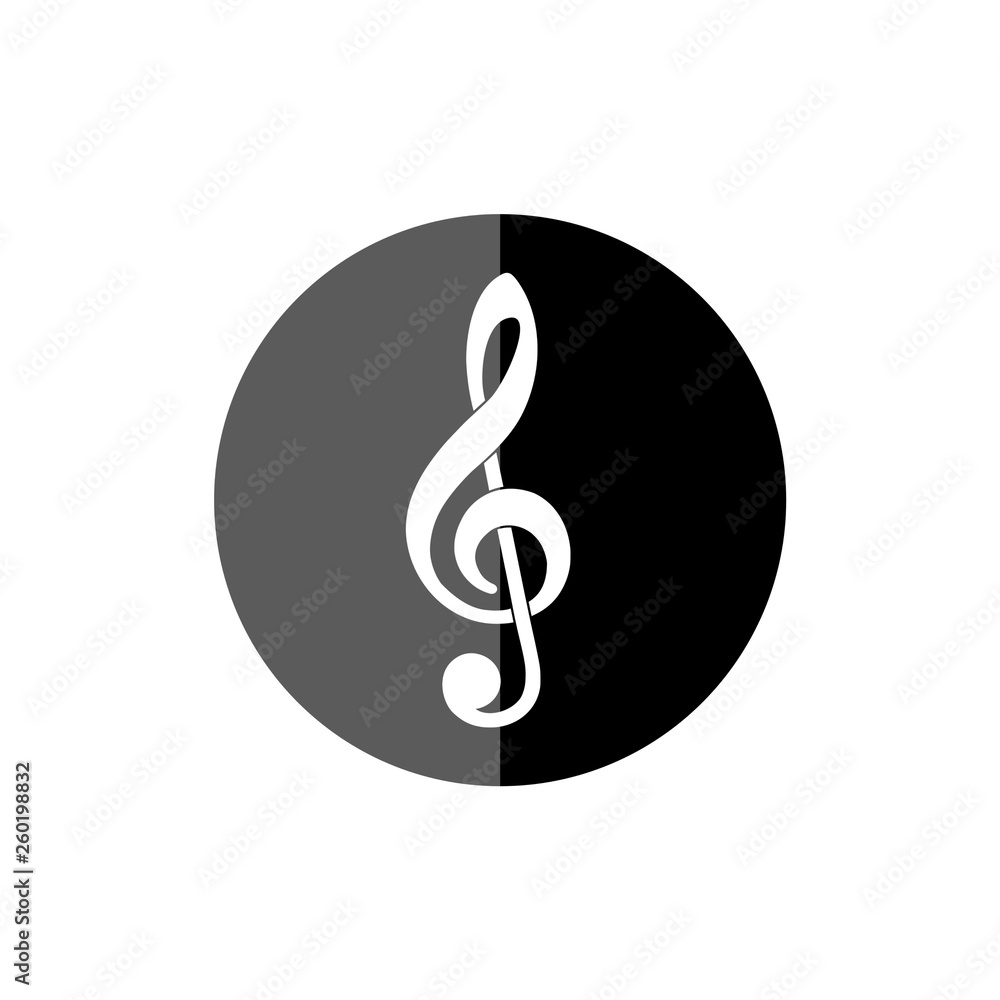 Fototapeta premium Treble clef black button, icon or logo