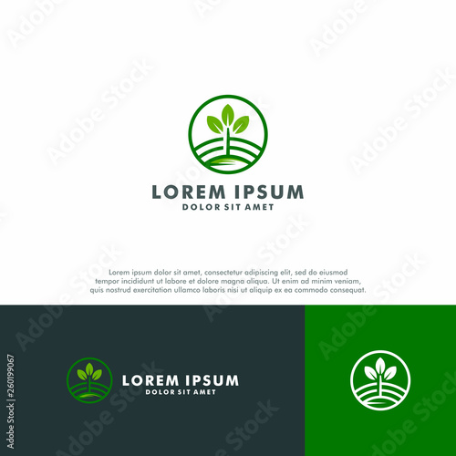 Nature Farm logo template, Garden icon design vector illustration