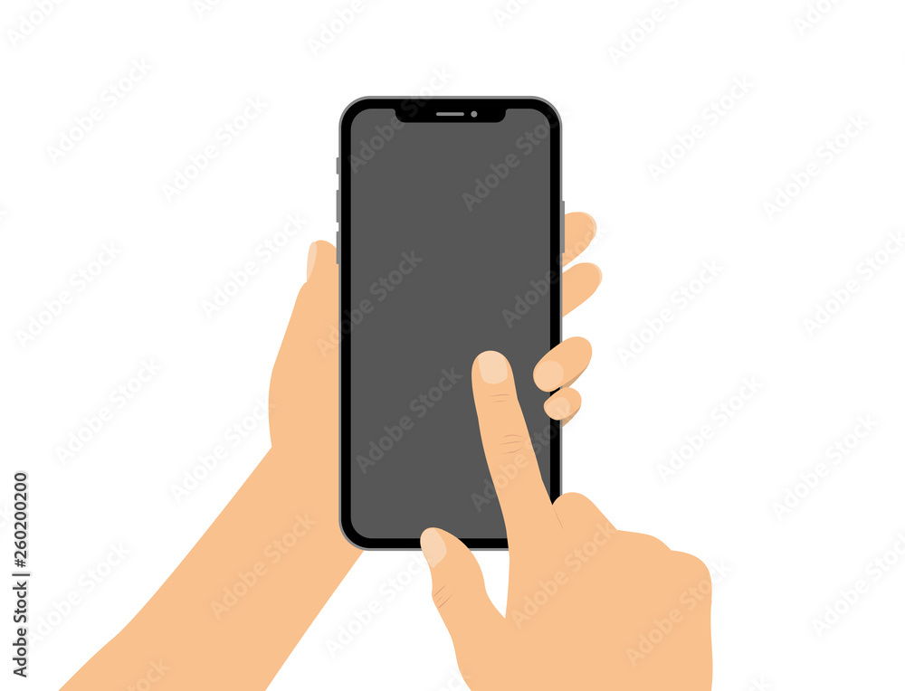Hand tippt auf Smartphone - flat design x Hand tippt auf Smartphone - flat design x