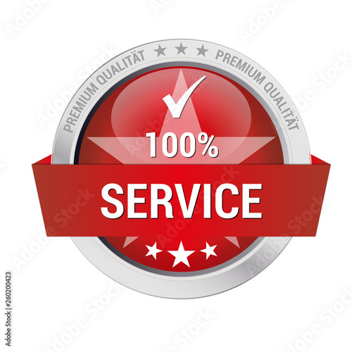 rotes Gütesiegel für 100% Service