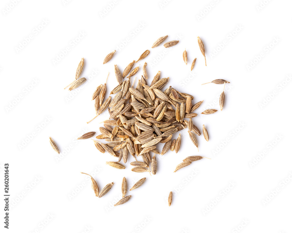 Obraz premium Caraway isolated on white background. top view