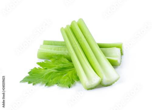 Fresh celery isolated on white background. full depth of field