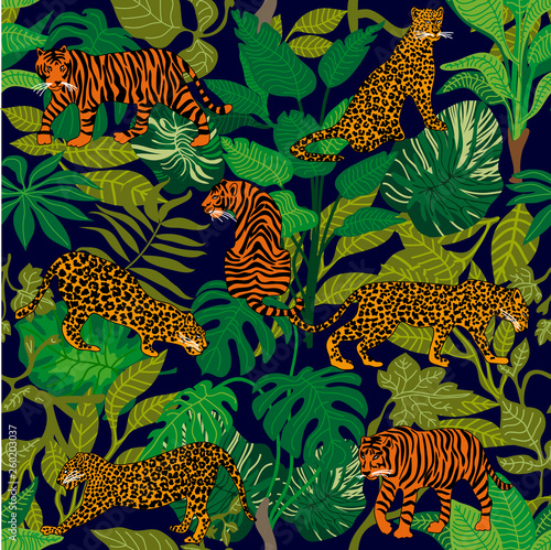 Green jungle. Tropical print.