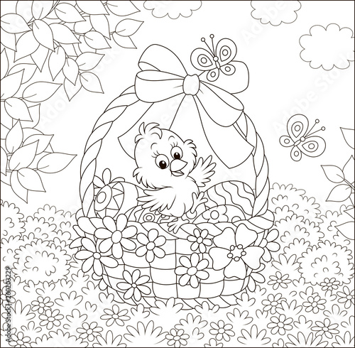 Little chick and colored Ea...