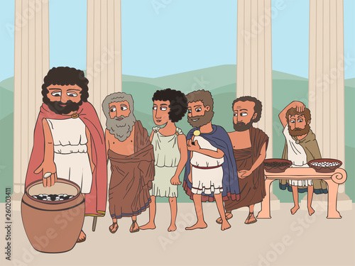 people voting in ancient greece polis cartoon