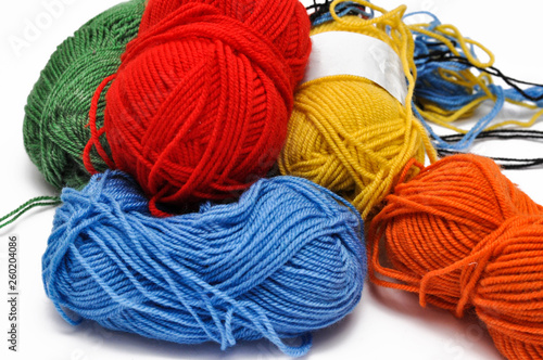 Colored yarn isolated on a white background.Crochet.