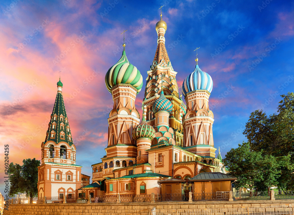 Sunny autumn morning at St. Basil's Cathedral on Red Square, Moscow, Russia Sunny autumn morning at St. Basil's Cathedral on Red Square, Moscow, Russia