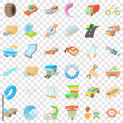 Mechanic auto icons set. Cartoon style of 36 mechanic auto vector icons for web for any design