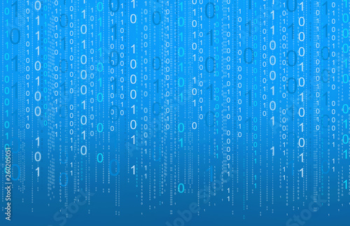 Binary code background. Matrix background with the blue symbols.