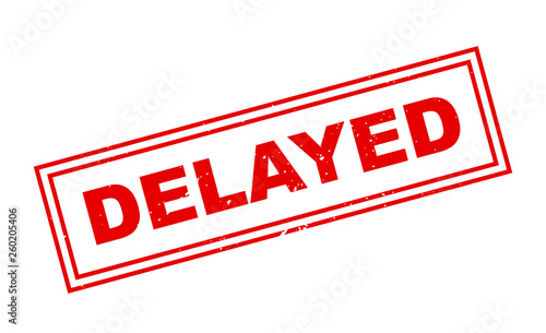 Red Delayed stamp on white
