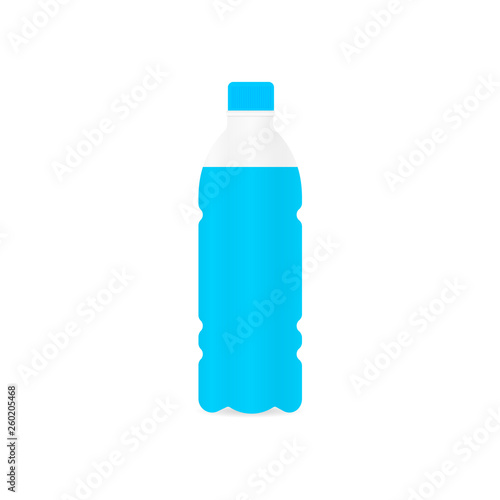 Bottle of water from plastic material. White background. Vector illustration