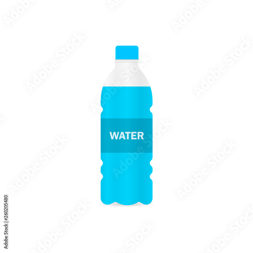 Bottle of water from plastic material. White background. Vector illustration