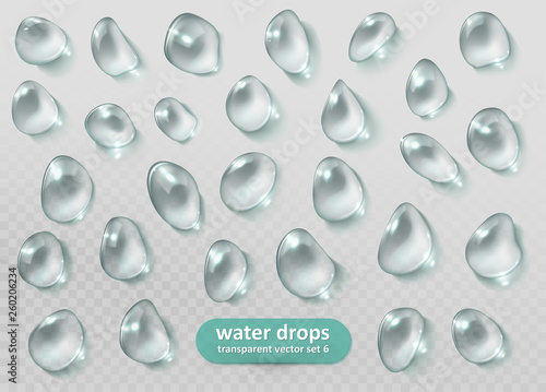 Realistic transparent Water drops. Vector eps10