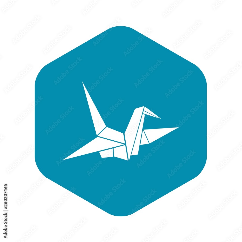 Bird origami icon in simple style isolated on white background. Handmade symbol