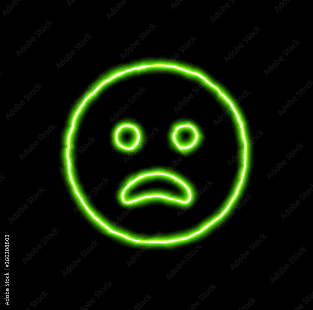 green neon symbol frown open green neon symbol frown open