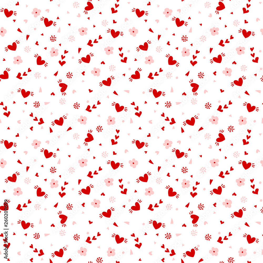 Hand drawn heart seamless pattern