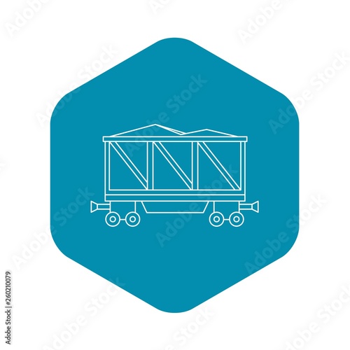 Loaded railway wagon icon. Outline illustration of loaded railway wagon vector icon for web
