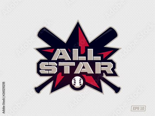 Modern professional emblem all star for baseball game in red theme