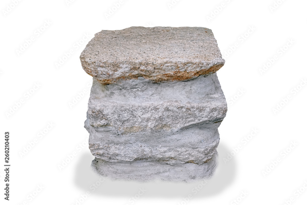 Rocks for sitting or Stone sitting bench in garden isolated on white background with clipping path Rocks for sitting or Stone sitting bench in garden isolated on white background with clipping path