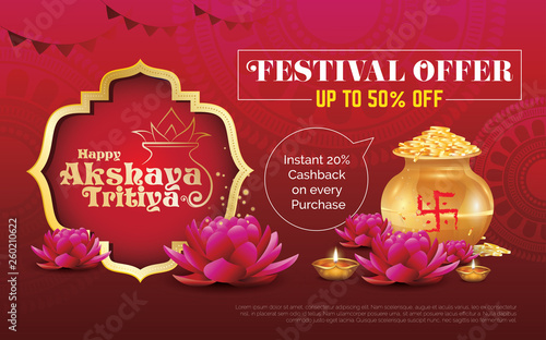Akshaya Tritiya Festival Offer Background Template with Discount Tag