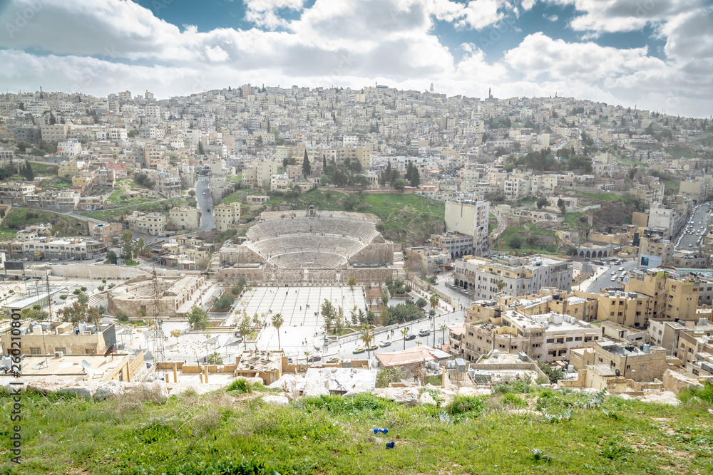 AMMAN, JORDAN - FEBRUARY 15: Streets of Amman the capital city of Jordan, on 15th February 2019 in Amman, Jordan.