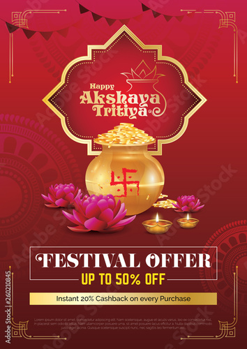 Akshaya Tritiya Festival Offer Poster Background Template with Discount Tag