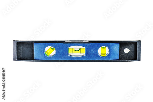 Building tool level Isolated over white background photo.. ฺblue bright building level photo