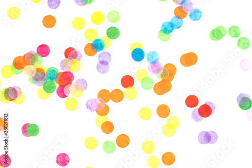 Fototapeta Naklejka Na Ścianę i Meble -  Bright multicolored confetti isolated on white background.
