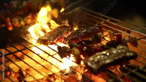 Street thai food, Barbecue grilled photo