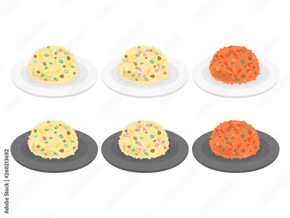チャーハンのイラストセット Stock Vector Adobe Stock
