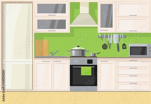 Interior light classic wood kitchen
