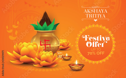 Akshaya Tritiya Festival Offer Background Template with Discount Tag
