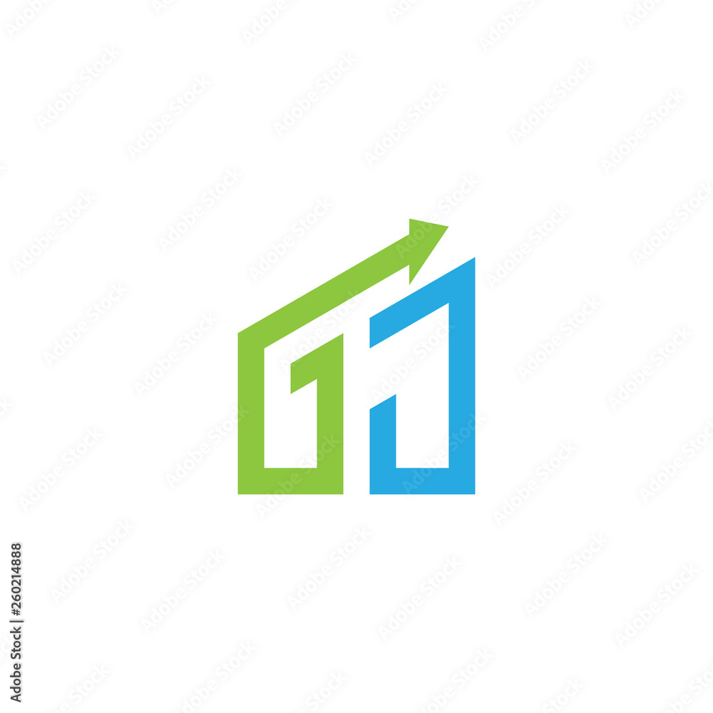 Fototapeta premium initial letter logo with growing arrows