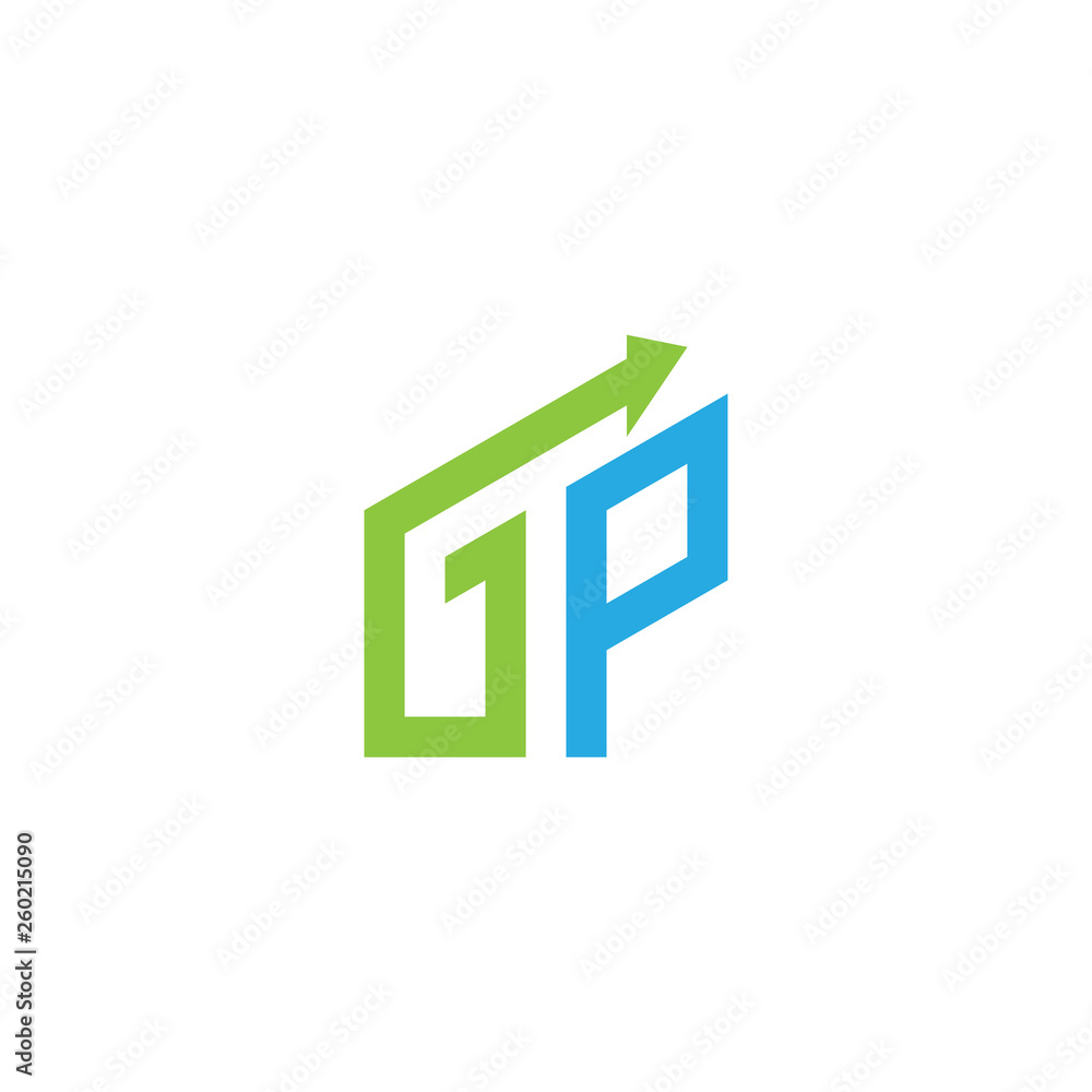 Fototapeta premium initial letter logo with growing arrows